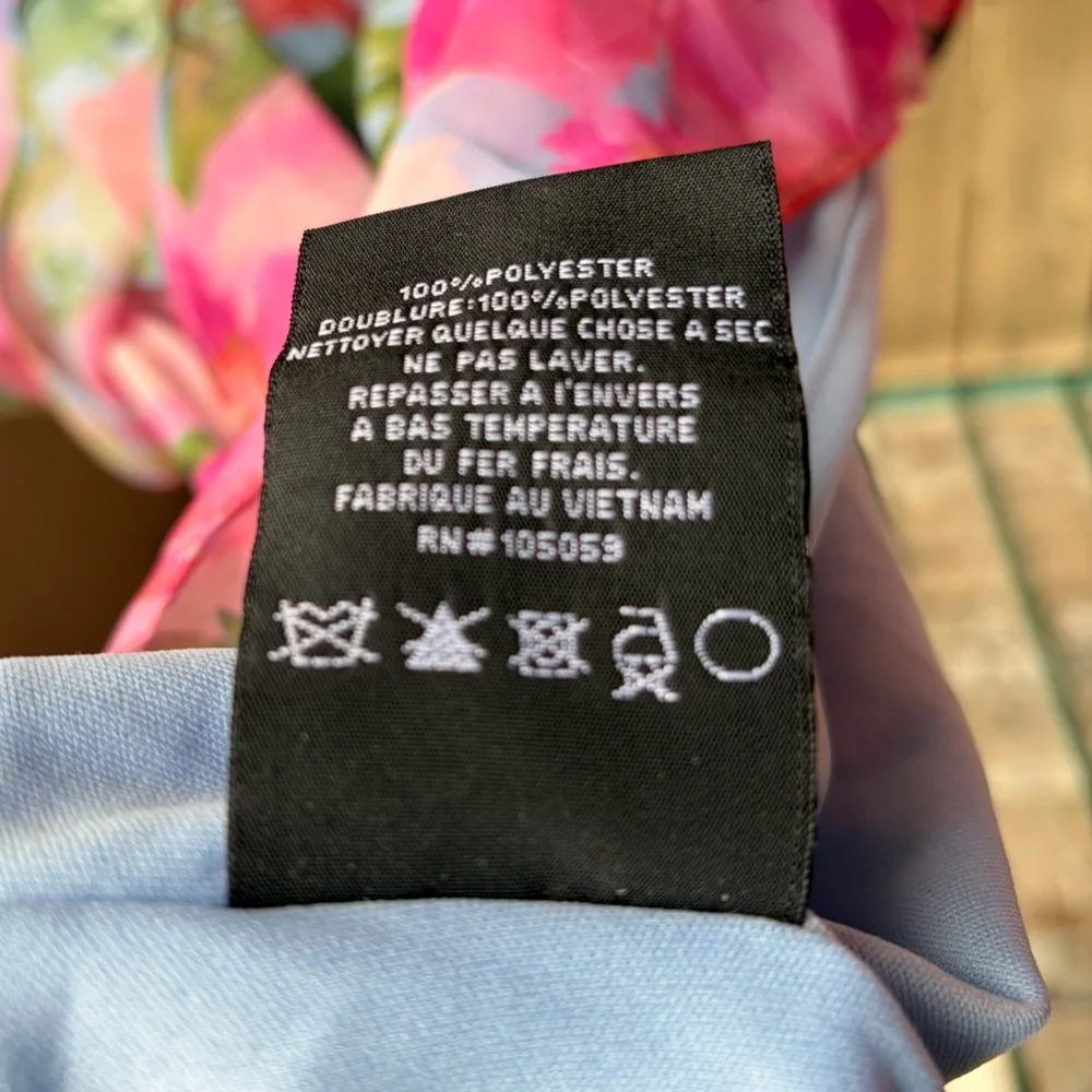 🆕 Xscape Floral Chiffon Halter Maxi Dress Size 12 Pink Blue Ruffle Formal Gown - Picture 17 of 17